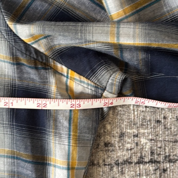 Wrangler Western Men's Yellow and Blue Plaid Pearl Snap Long Sleeve - Picture 6 of 7